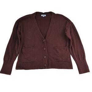525 Button Front Cardigan Sweater Women's Size Small Dark Red‎ Maroon Burgundy